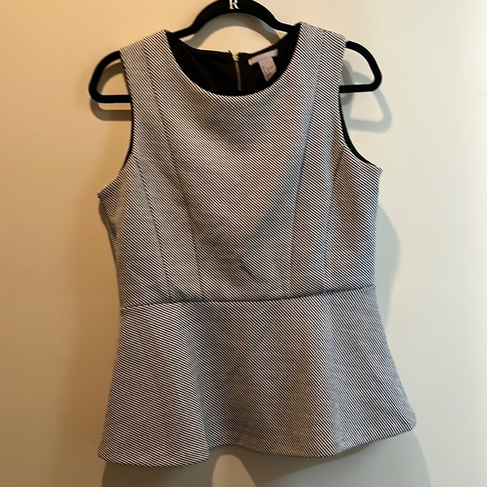 H&M Black and White Peplum Top
